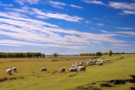 内蒙古大草原上的放牧羊群图片