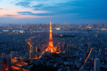 夜晚的东京塔高清图片