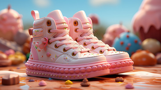 高帮帆布鞋粉色的高帮鞋插图插画