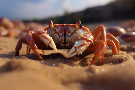 沙质柔然海岸上的螃蟹背景