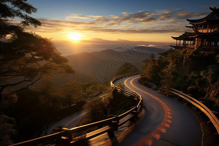 亚洲夏天爬山路图片