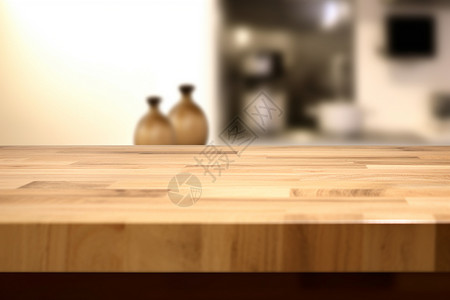 棕色木模糊的厨房背景设计图片