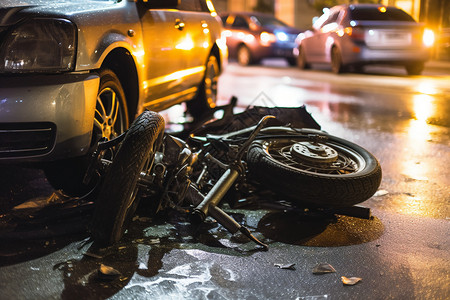 摩托车和汽车的交通事故图片