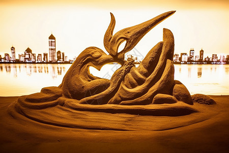 海滩沙雕精美的艺术沙雕设计图片