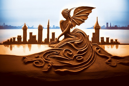 海滩沙雕沙画创意精美沙雕设计图片