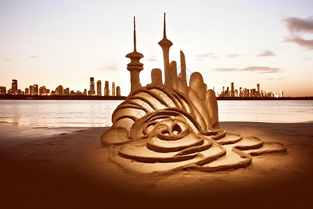 海滩沙雕户外精美的沙雕设计图片