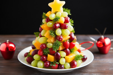 创意圣诞节水果树图片