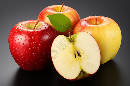 成熟新鲜的红苹果图片