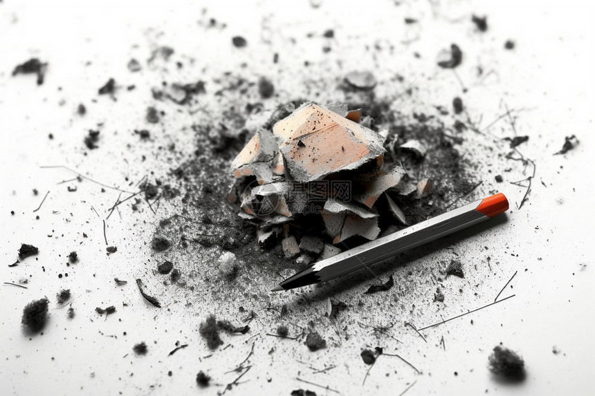 铅笔石墨爆裂粉末概念图图片
