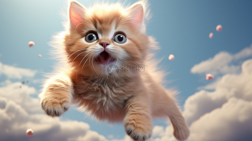可爱跳跃的小猫咪图片