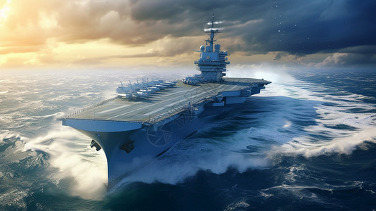 巨浪中的中国航母背景图片