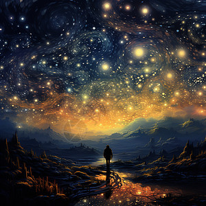 夜晚抽象的星空插图图片