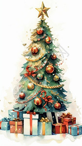 创意圣诞树插图背景图片