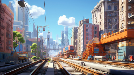 建设中的城市铁路背景图片