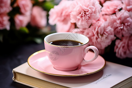 粉红色的咖啡杯图片