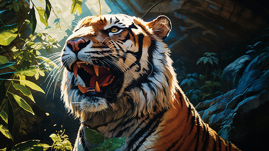 热带雨林的老虎图片