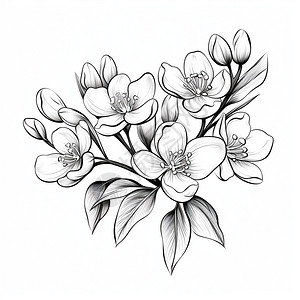 茉莉花画茉莉花简单笔插图插画