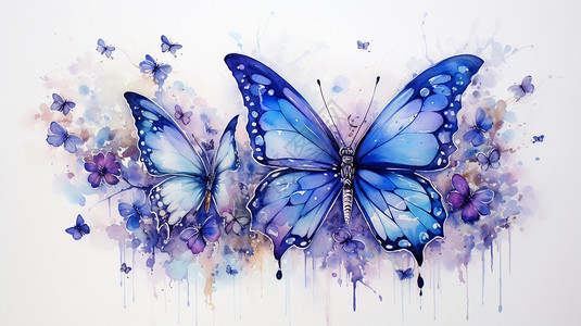 紫色的蝴蝶和花朵背景图片