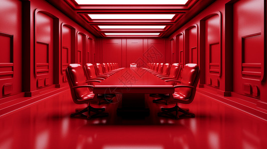 红色主题会议室图片