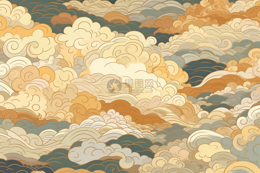 异想天开的米色云层插图图片