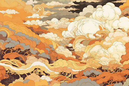 云彩世界的艺术插图图片