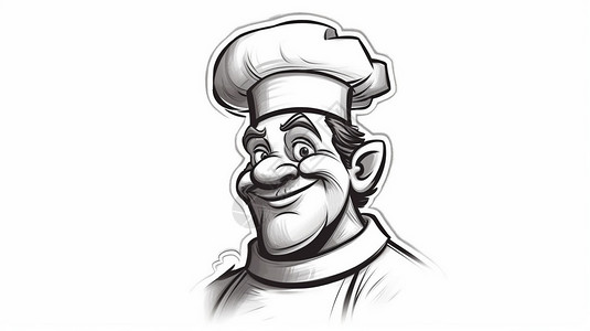 头简笔画线条流畅的厨师画像插画