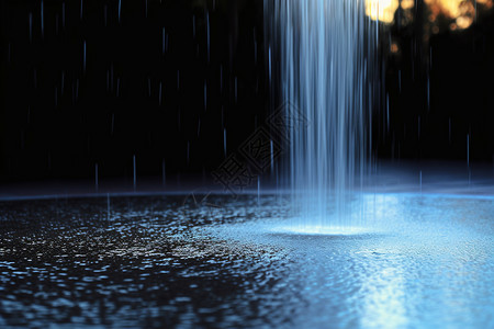 喷泉水柱落下的大雨设计图片