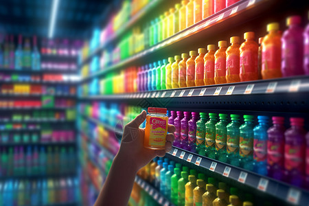 烟酒超市发光色彩的饮料设计图片