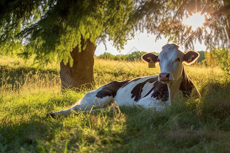 草地上休息的牛图片