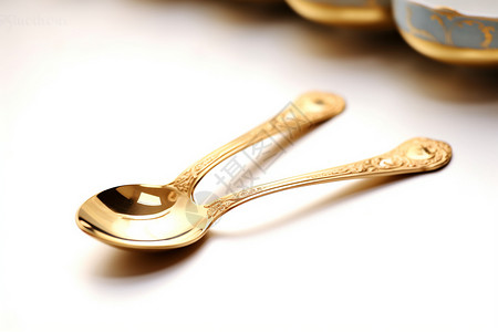 金色餐具勺子图片