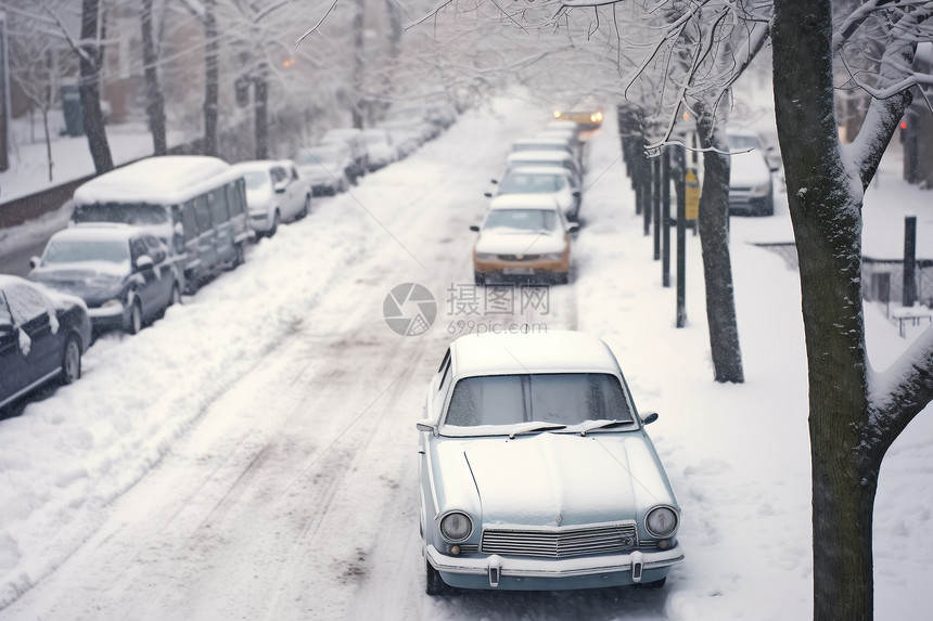 冬天街道上的车辆图片