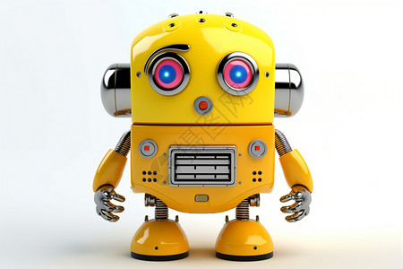 黄色卡通机器人背景图片