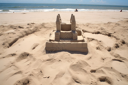 海滩沙雕夏天沙滩上的城堡背景