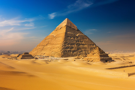 古埃及金字塔的自然景观背景图片