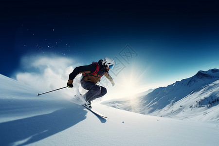 冒险滑雪的运动员图片