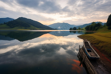 宁静的湖泊风景图片