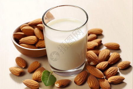 健康的饮品-杏仁牛奶背景图片