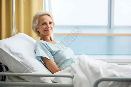 躺在床上的女患者图片素材