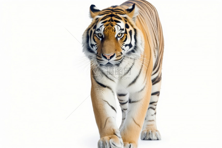 白色背景上的老虎图片