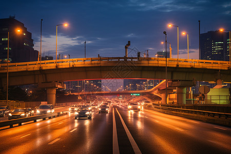 夜晚的高速公路图片