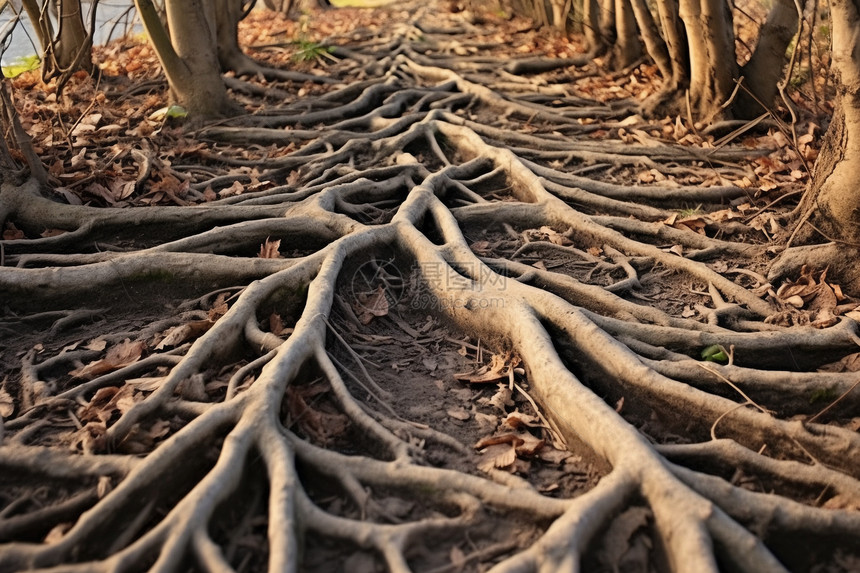 蜿蜒绵长的树根图片