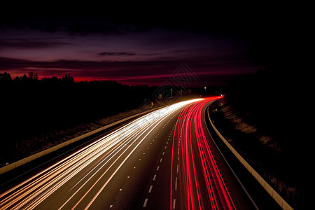 公路素材高清夜晚高清的国外公路背景