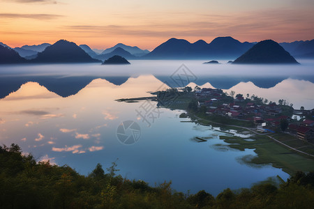 乡村山水旅游地背景图片