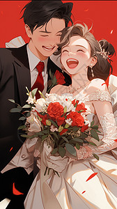 手捧鲜花的新娘背景图片
