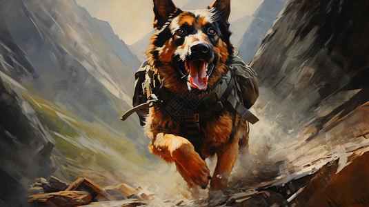 奔跑的英勇狗狗背景图片