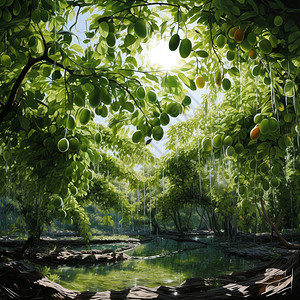 公园里的枣树林高清图片