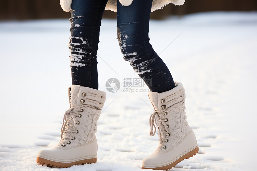 皮质雪地靴图片