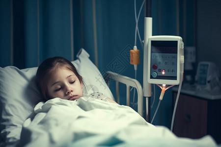 病床上的病人病床上的小女孩背景