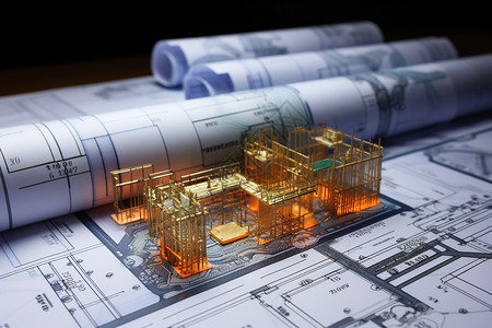 建筑工程师的设计图纸背景图片