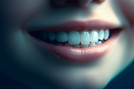 女性微笑的牙齿特写图片